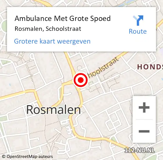 Locatie op kaart van de 112 melding: Ambulance Met Grote Spoed Naar Rosmalen, Schoolstraat op 26 juli 2019 04:28