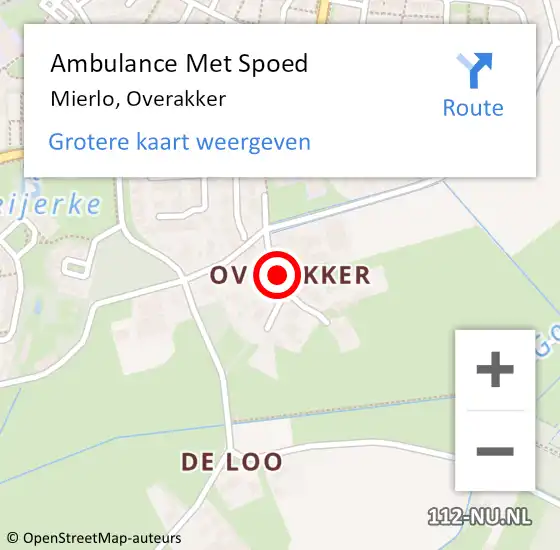Locatie op kaart van de 112 melding: Ambulance Met Spoed Naar Mierlo, Overakker op 26 juli 2019 04:28