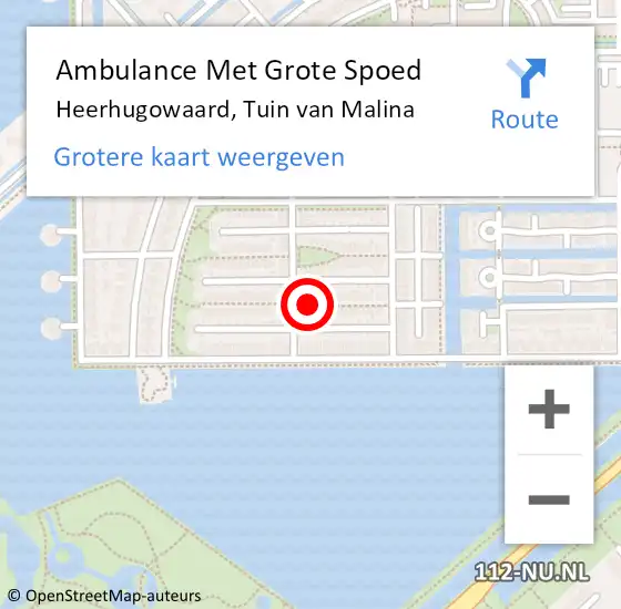 Locatie op kaart van de 112 melding: Ambulance Met Grote Spoed Naar Heerhugowaard, Tuin Van Malina op 26 juli 2019 05:40