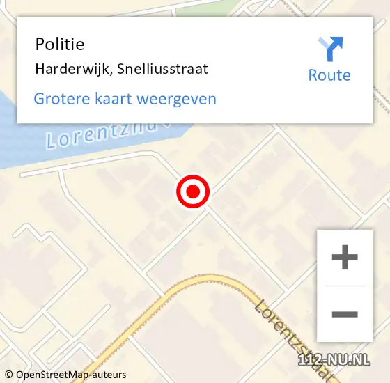 Locatie op kaart van de 112 melding: Politie Harderwijk, Snelliusstraat op 26 juli 2019 06:11