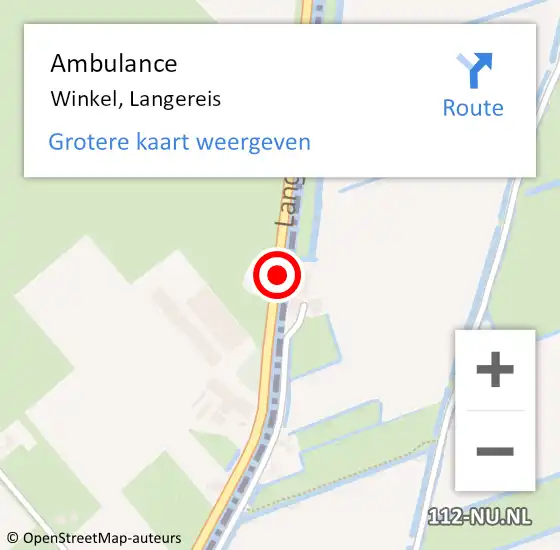 Locatie op kaart van de 112 melding: Ambulance Winkel, Langereis op 26 juli 2019 06:12