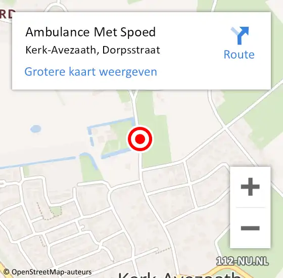 Locatie op kaart van de 112 melding: Ambulance Met Spoed Naar Kerk-Avezaath, Dorpsstraat op 26 juli 2019 09:30