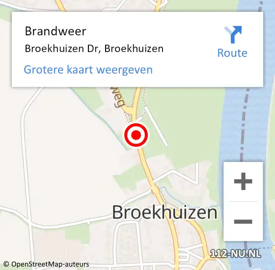 Locatie op kaart van de 112 melding: Brandweer Broekhuizen Dr, Broekhuizen op 8 april 2014 17:57