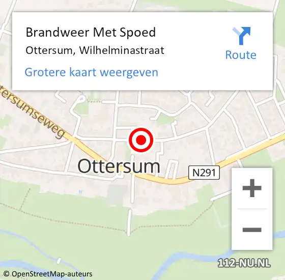 Locatie op kaart van de 112 melding: Brandweer Met Spoed Naar Ottersum, Wilhelminastraat op 26 juli 2019 09:50