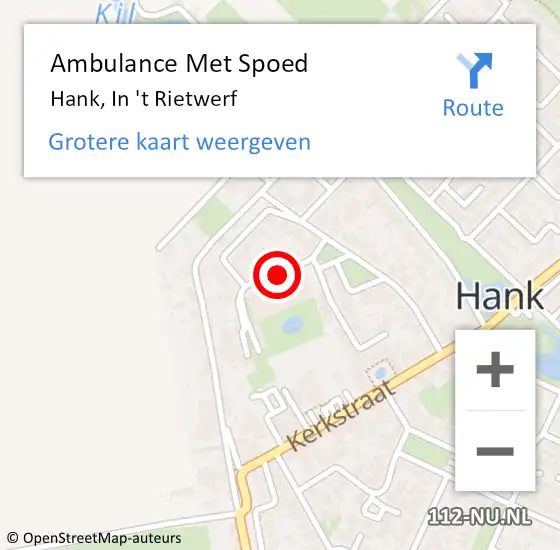 Locatie op kaart van de 112 melding: Ambulance Met Spoed Naar Hank, In 't Rietwerf op 26 juli 2019 10:20