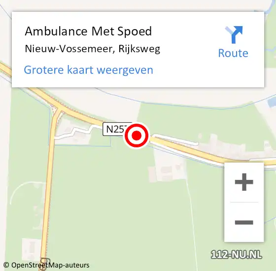 Locatie op kaart van de 112 melding: Ambulance Met Spoed Naar Nieuw-Vossemeer, Rijksweg op 26 juli 2019 10:25