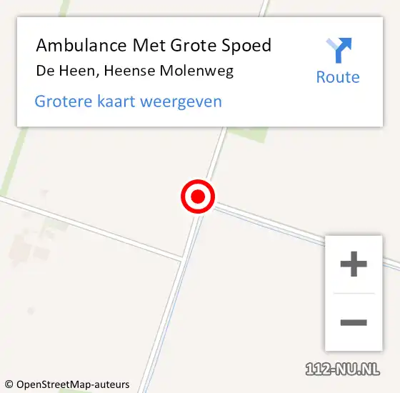 Locatie op kaart van de 112 melding: Ambulance Met Grote Spoed Naar De Heen, Heense Molenweg op 26 juli 2019 10:33