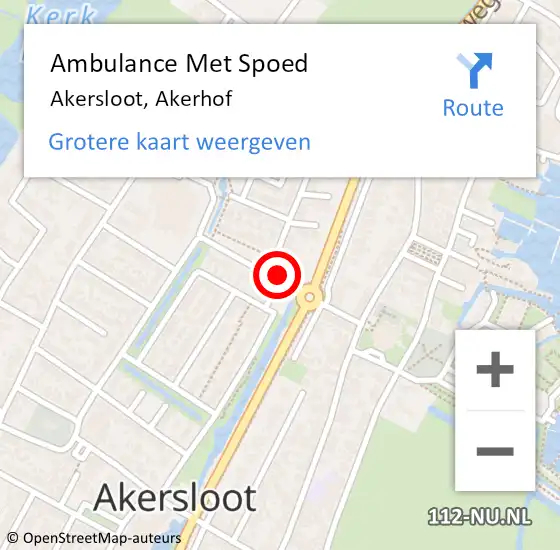 Locatie op kaart van de 112 melding: Ambulance Met Spoed Naar Akersloot, Akerhof op 26 juli 2019 10:36