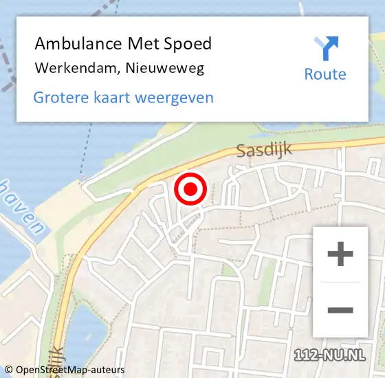 Locatie op kaart van de 112 melding: Ambulance Met Spoed Naar Werkendam, Nieuweweg op 26 juli 2019 10:44