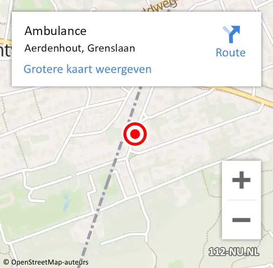 Locatie op kaart van de 112 melding: Ambulance Aerdenhout, Grenslaan op 26 juli 2019 10:45