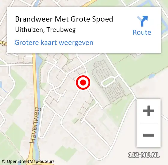 Locatie op kaart van de 112 melding: Brandweer Met Grote Spoed Naar Uithuizen, Treubweg op 26 juli 2019 10:48