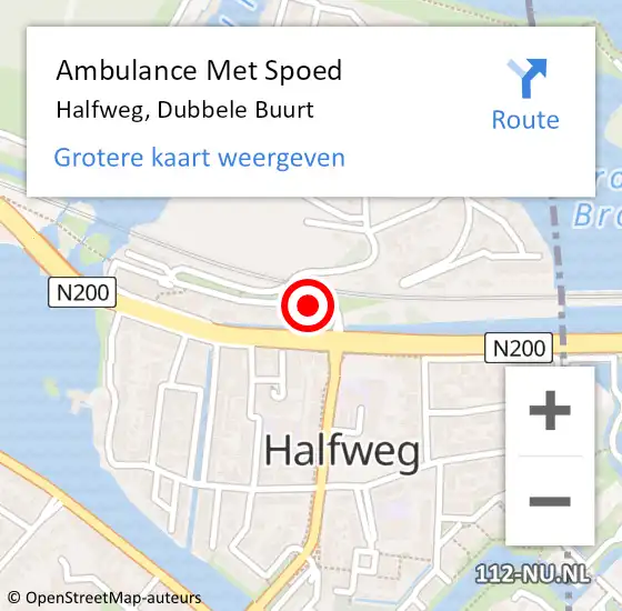 Locatie op kaart van de 112 melding: Ambulance Met Spoed Naar Halfweg, Dubbele Buurt op 26 juli 2019 11:20