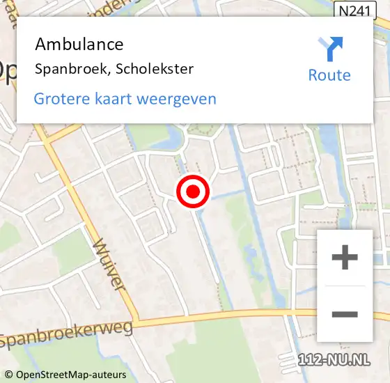 Locatie op kaart van de 112 melding: Ambulance Spanbroek, Scholekster op 26 juli 2019 11:20