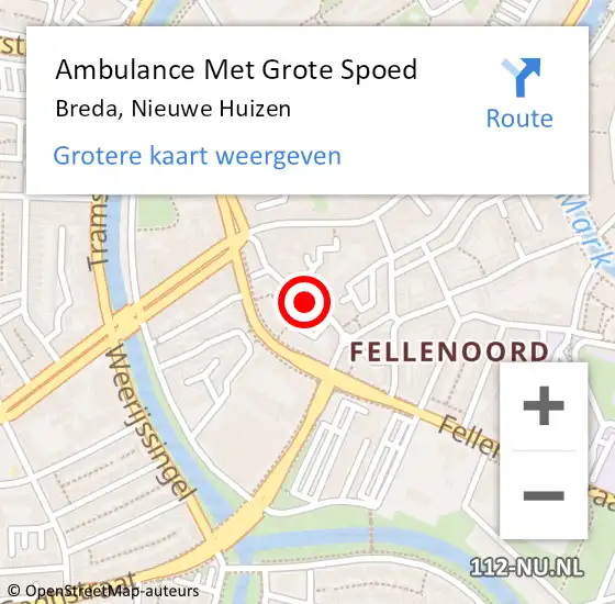 Locatie op kaart van de 112 melding: Ambulance Met Grote Spoed Naar Breda, Nieuwe Huizen op 26 juli 2019 11:21