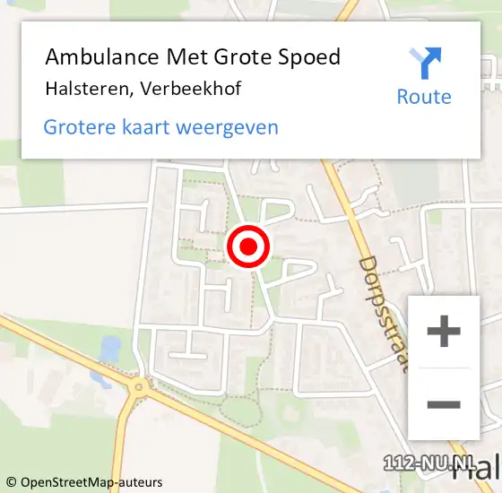 Locatie op kaart van de 112 melding: Ambulance Met Grote Spoed Naar Halsteren, Verbeekhof op 26 juli 2019 12:58