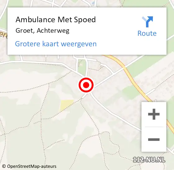 Locatie op kaart van de 112 melding: Ambulance Met Spoed Naar Groet, Achterweg op 26 juli 2019 13:27