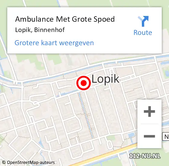 Locatie op kaart van de 112 melding: Ambulance Met Grote Spoed Naar Lopik, Binnenhof op 28 september 2013 03:02