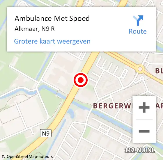 Locatie op kaart van de 112 melding: Ambulance Met Spoed Naar Alkmaar, N9 hectometerpaal: 81,3 op 26 juli 2019 14:42