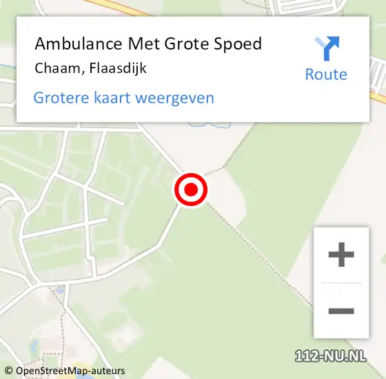 Locatie op kaart van de 112 melding: Ambulance Met Grote Spoed Naar Chaam, Flaasdijk op 26 juli 2019 15:13