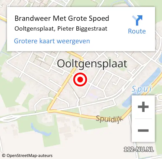 Locatie op kaart van de 112 melding: Brandweer Met Grote Spoed Naar Ooltgensplaat, Pieter Biggestraat op 26 juli 2019 15:22