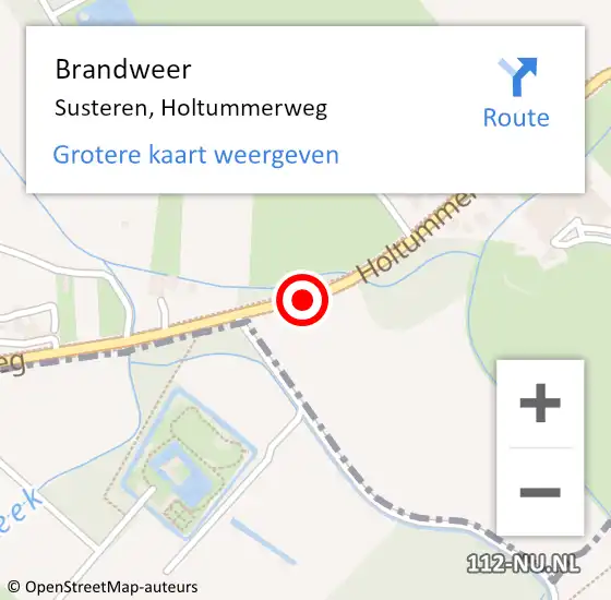 Locatie op kaart van de 112 melding: Brandweer Susteren, Holtummerweg op 26 juli 2019 15:26