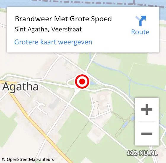 Locatie op kaart van de 112 melding: Brandweer Met Grote Spoed Naar Sint Agatha, Veerstraat op 26 juli 2019 15:58