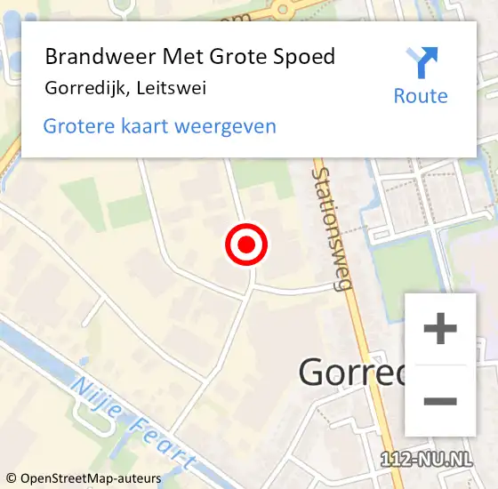 Locatie op kaart van de 112 melding: Brandweer Met Grote Spoed Naar Gorredijk, Leitswei op 26 juli 2019 16:29