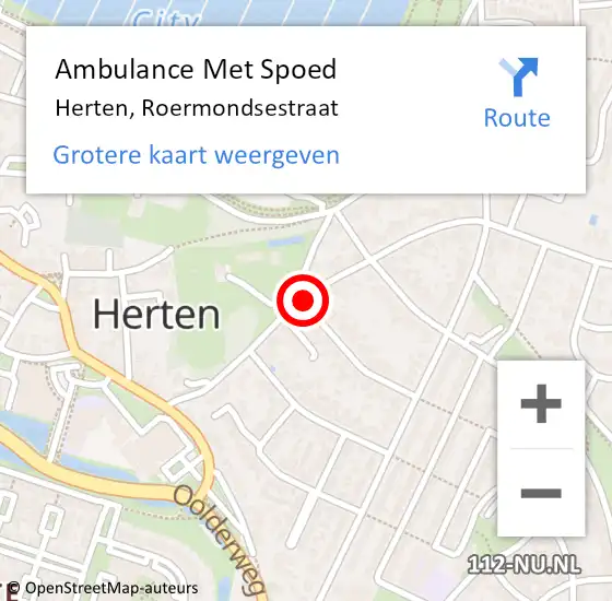 Locatie op kaart van de 112 melding: Ambulance Met Spoed Naar Herten, Roermondsestraat op 26 juli 2019 16:37