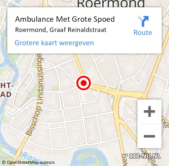 Locatie op kaart van de 112 melding: Ambulance Met Grote Spoed Naar Roermond, Graaf Reinaldstraat op 26 juli 2019 16:39