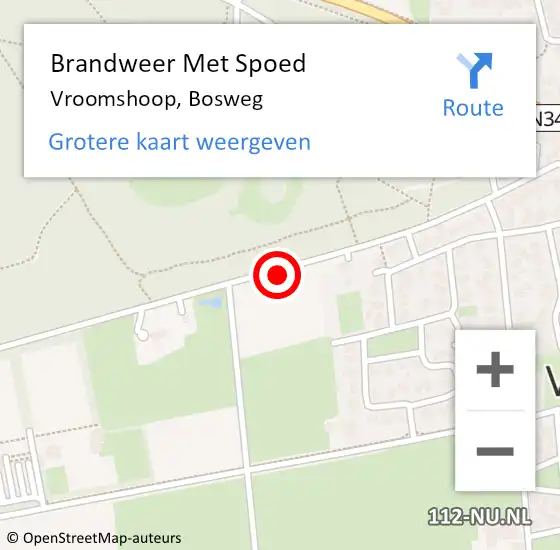 Locatie op kaart van de 112 melding: Brandweer Met Spoed Naar Vroomshoop, Bosweg op 26 juli 2019 17:52