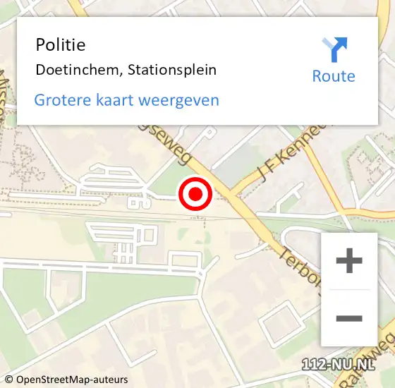 Locatie op kaart van de 112 melding: Politie Doetinchem, Stationsplein op 26 juli 2019 17:54