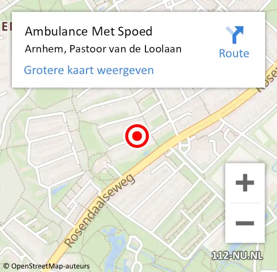 Locatie op kaart van de 112 melding: Ambulance Met Spoed Naar Arnhem, Pastoor van de Loolaan op 26 juli 2019 18:03