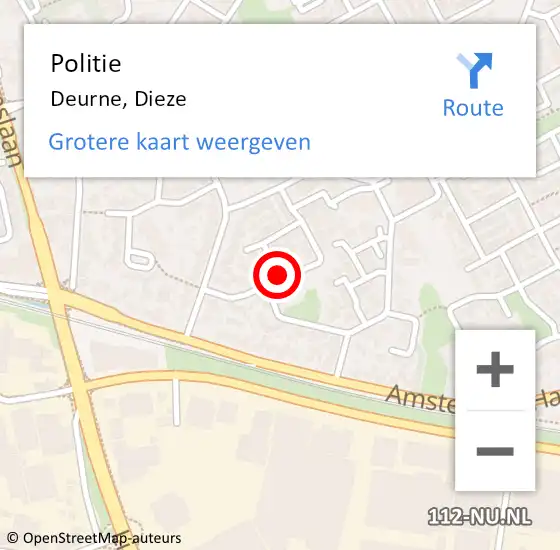 Locatie op kaart van de 112 melding: Politie Deurne, Dieze op 26 juli 2019 18:40