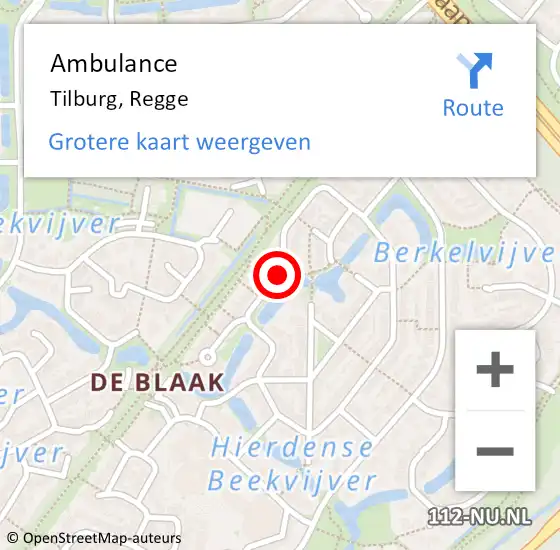 Locatie op kaart van de 112 melding: Ambulance Tilburg, Regge op 26 juli 2019 19:25