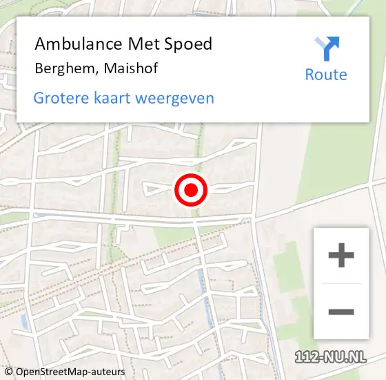 Locatie op kaart van de 112 melding: Ambulance Met Spoed Naar Berghem, Maishof op 26 juli 2019 19:40