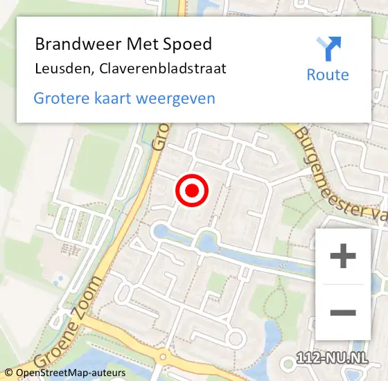 Locatie op kaart van de 112 melding: Brandweer Met Spoed Naar Leusden, Claverenbladstraat op 26 juli 2019 20:51