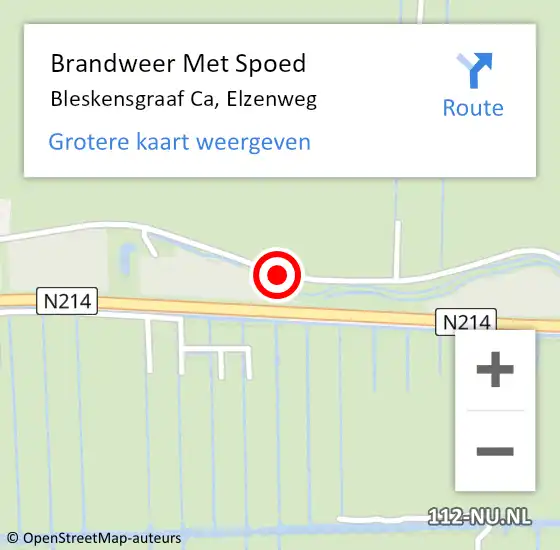 Locatie op kaart van de 112 melding: Brandweer Met Spoed Naar Bleskensgraaf Ca, Elzenweg op 26 juli 2019 21:10