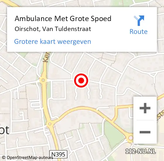 Locatie op kaart van de 112 melding: Ambulance Met Grote Spoed Naar Oirschot, Van Tuldenstraat op 26 juli 2019 21:14