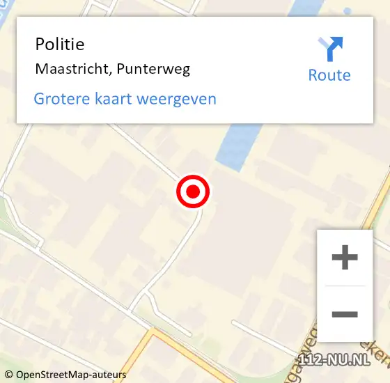 Locatie op kaart van de 112 melding: Politie Maastricht, Punterweg op 26 juli 2019 21:51