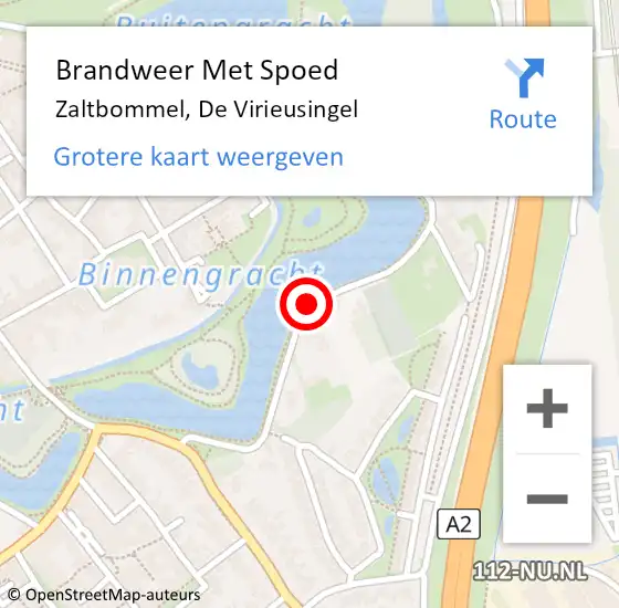 Locatie op kaart van de 112 melding: Brandweer Met Spoed Naar Zaltbommel, De Virieusingel op 26 juli 2019 22:35