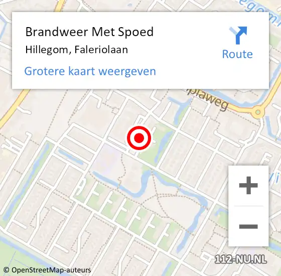 Locatie op kaart van de 112 melding: Brandweer Met Spoed Naar Hillegom, Faleriolaan op 8 april 2014 19:56