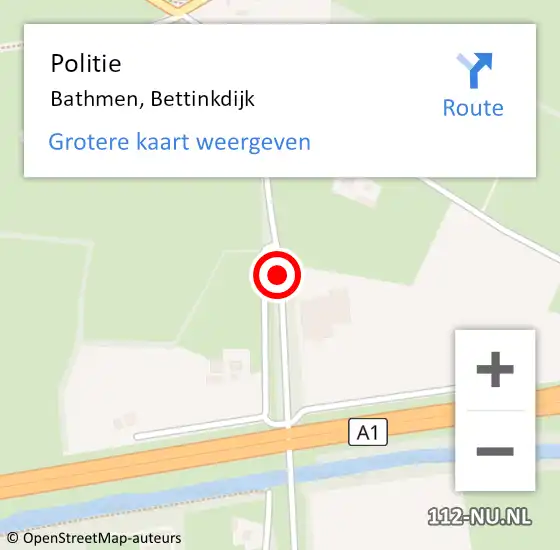 Locatie op kaart van de 112 melding: Politie Bathmen, Bettinkdijk op 26 juli 2019 22:56