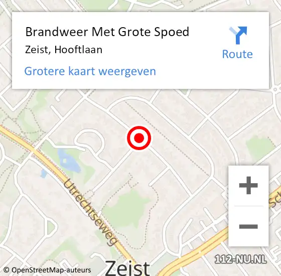 Locatie op kaart van de 112 melding: Brandweer Met Grote Spoed Naar Zeist, Hooftlaan op 26 juli 2019 23:25