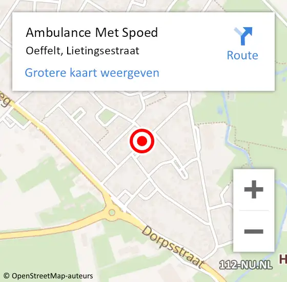 Locatie op kaart van de 112 melding: Ambulance Met Spoed Naar Oeffelt, Lietingsestraat op 26 juli 2019 23:34