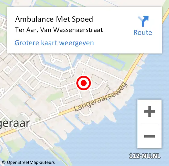 Locatie op kaart van de 112 melding: Ambulance Met Spoed Naar Ter Aar, Van Wassenaerstraat op 8 april 2014 20:04