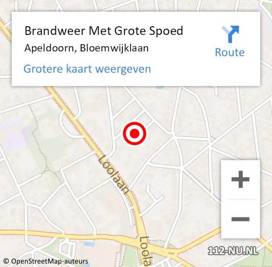 Locatie op kaart van de 112 melding: Brandweer Met Grote Spoed Naar Apeldoorn, Bloemwijklaan op 8 april 2014 20:06