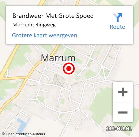 Locatie op kaart van de 112 melding: Brandweer Met Grote Spoed Naar Marrum, Ringweg op 27 juli 2019 02:15