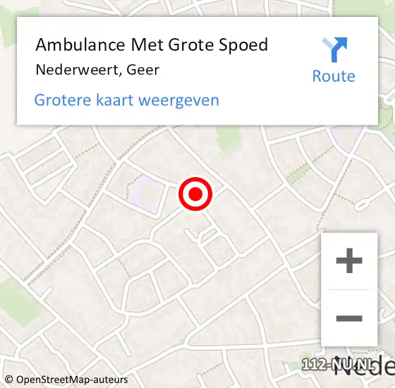 Locatie op kaart van de 112 melding: Ambulance Met Grote Spoed Naar Nederweert, Geer op 8 april 2014 20:16