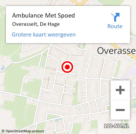 Locatie op kaart van de 112 melding: Ambulance Met Spoed Naar Overasselt, De Hage op 27 juli 2019 04:44