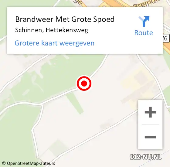 Locatie op kaart van de 112 melding: Brandweer Met Grote Spoed Naar Schinnen, Hettekensweg op 27 juli 2019 06:30